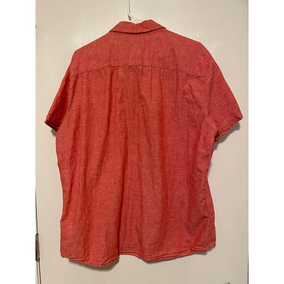 Marc Anthony Red Linen Short Sleeve Button Down Shirt Collared Solid Cotton XXL - Picture 2 of 8